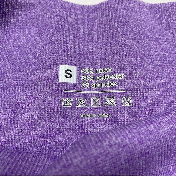 High Waisted Butt Shaping Yoga Shorts Green & Purple Sz S - Picture 5 of 6